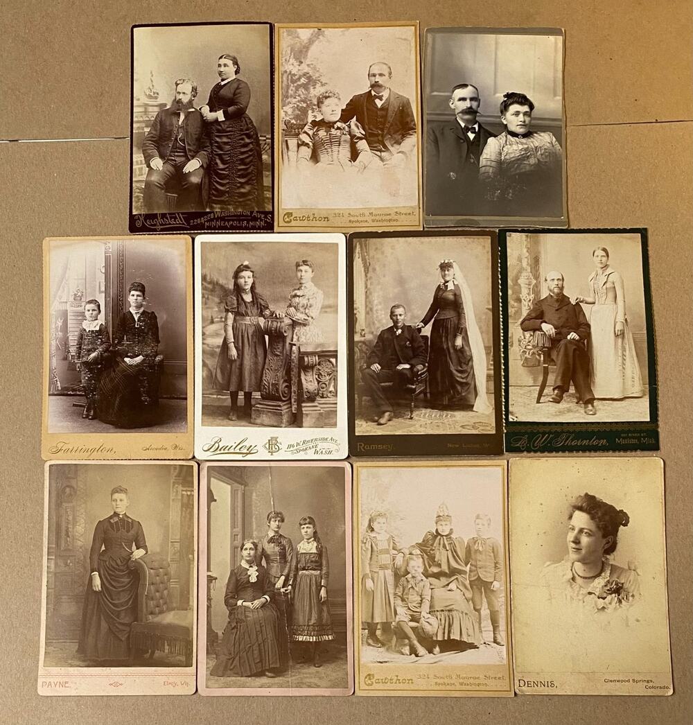 Lot of 11 Antique Cabinet Card Photographs Men Women Family Couples Vtg Photo